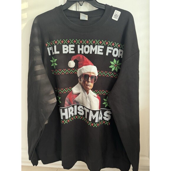 I'll Be Home For Christmas Santa Funny Trump Xmas Unisex Crewneck Sweatshirt 2XL - Picture 2 of 9